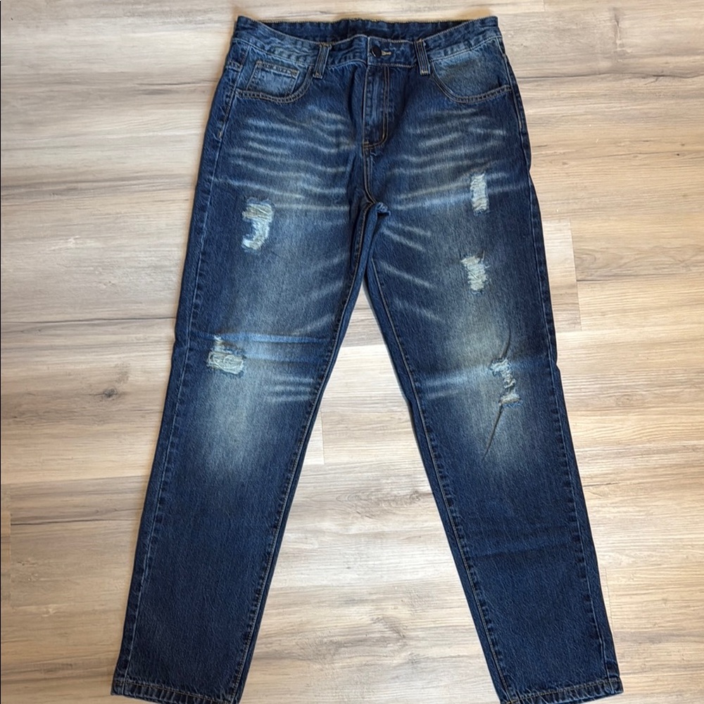Men's Distressed Blue Jeans